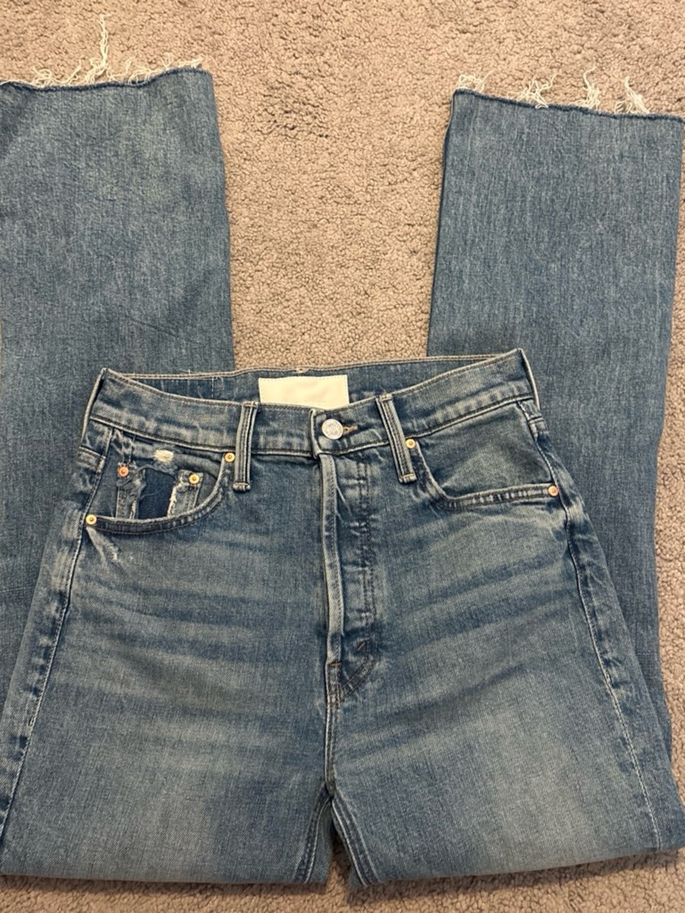 Classic High-Rise Straight Leg Blue Denim Jeans